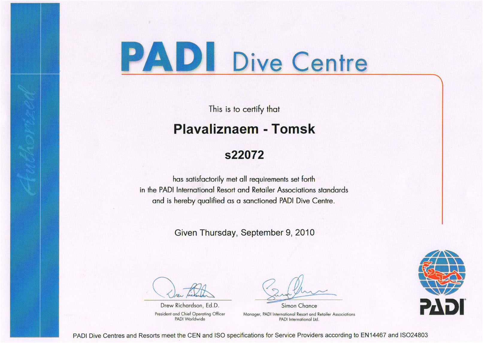 Сертификат PADI